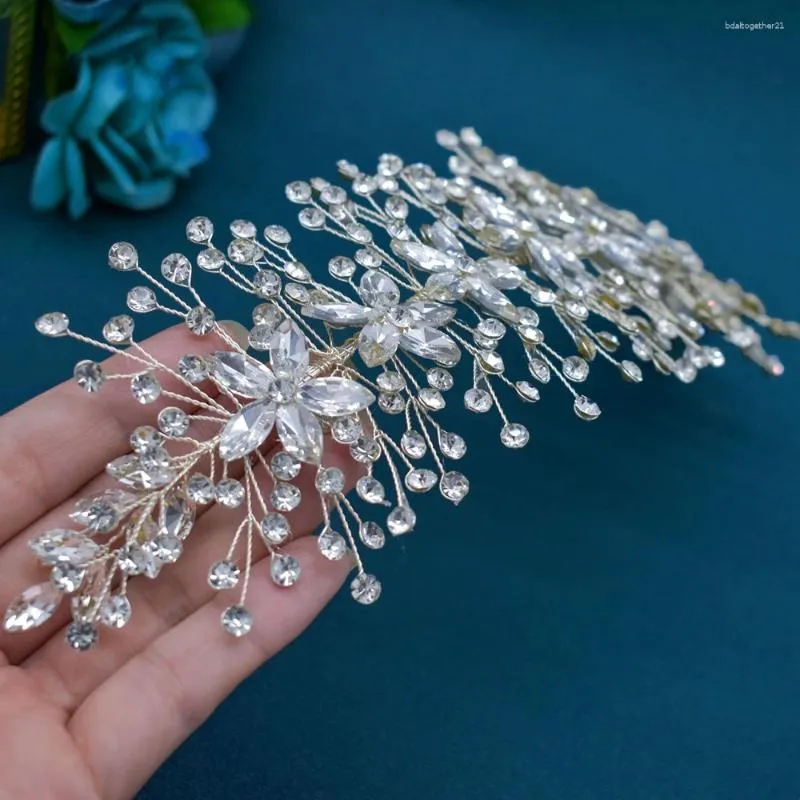 Başlıklar DZ004 Gümüş Düğün Kafa Bantları Rhinestone Kadın Saç Takı Gelin Aksesuarları Süsler Hediye