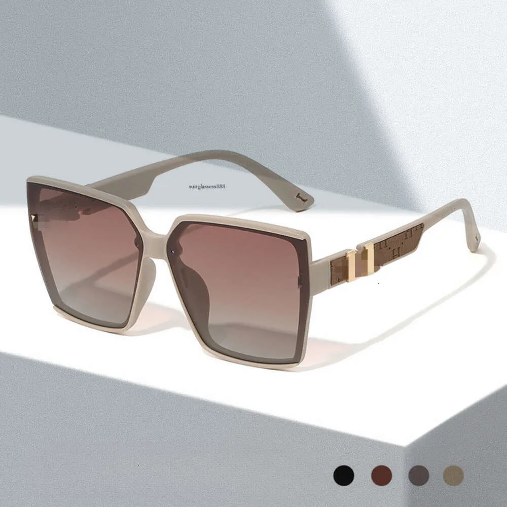 Herren-Designer-Sonnenbrille für Damen, neue Leder-Spiegelbeine, modische H-Licht-Luxus-große Rahmen-Netz-Rot-Straßen-Foto-Sonnenbrille, vielseitige UV-Schutzbrille