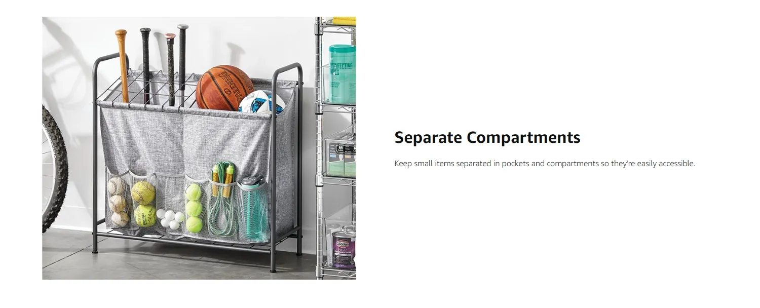 Support De Rangement Sport Avec Roues – 5 Balles, Acier Robuste, Gain De Place Pour Garage Et Salon