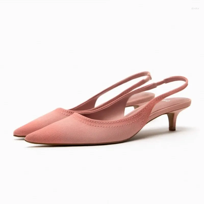 Scarpe eleganti 2024 TRAF Rosa Décolleté con tacco a gattino Donna Scarpe a punta con tacco Slingback Ciabatte Office Lady Tacchi Donna Casual