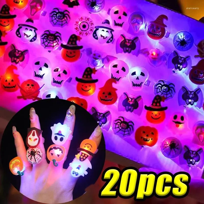 Cluster Rings Creative Halloween LED Light Horror Pumpkin Ghost Spider Flashing For Kids Trick Party Cos Props Supplies