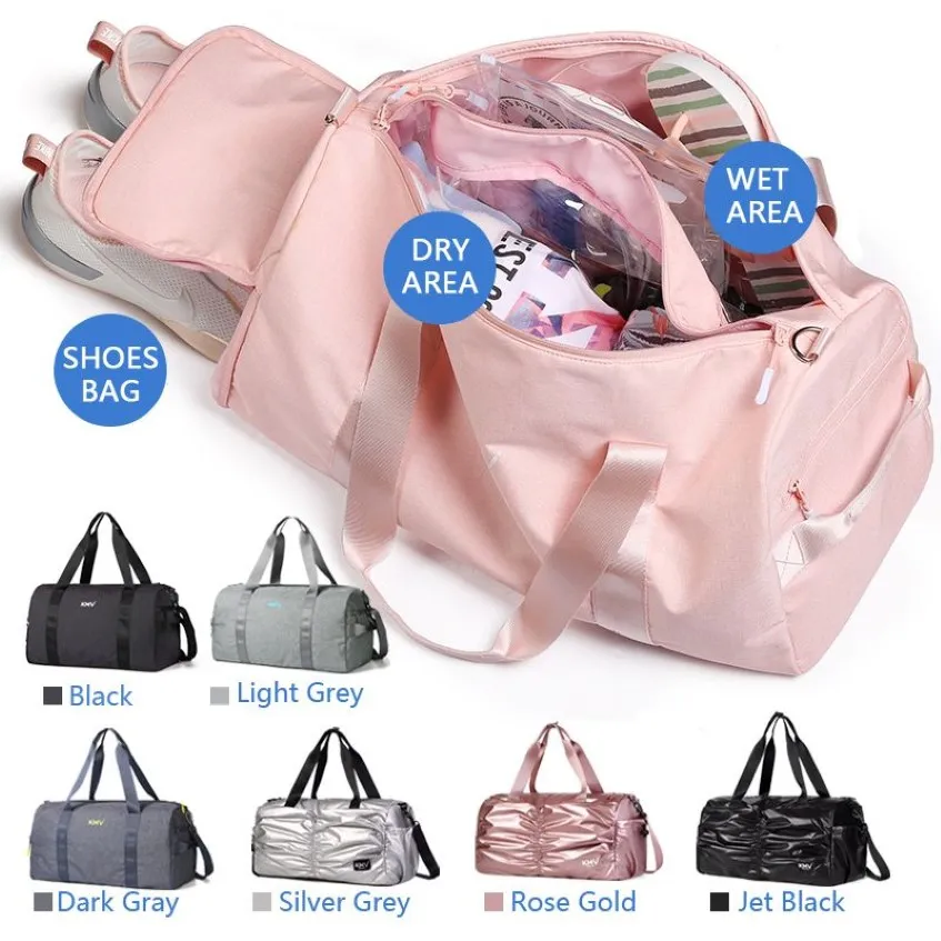 Bolsa de lona impermeable KMV para separación de ropa seca y húmeda, bolsa de Yoga con compartimento para zapatos, bolsa de gimnasio y deporte para niñas y hombres 315A