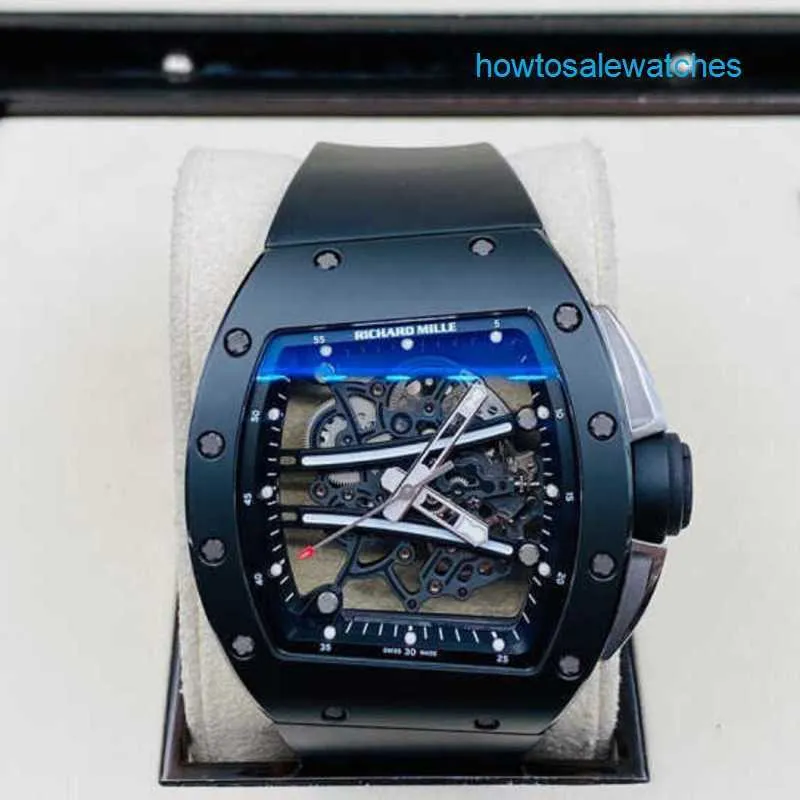 RM Watch Luxusuhr Schweizer Uhr Rm61-01 Automatische mechanische Uhrenserie Handbuch 50,23 * 42,7 mm Rm6101 Schwarze Keramik Weiße Spur