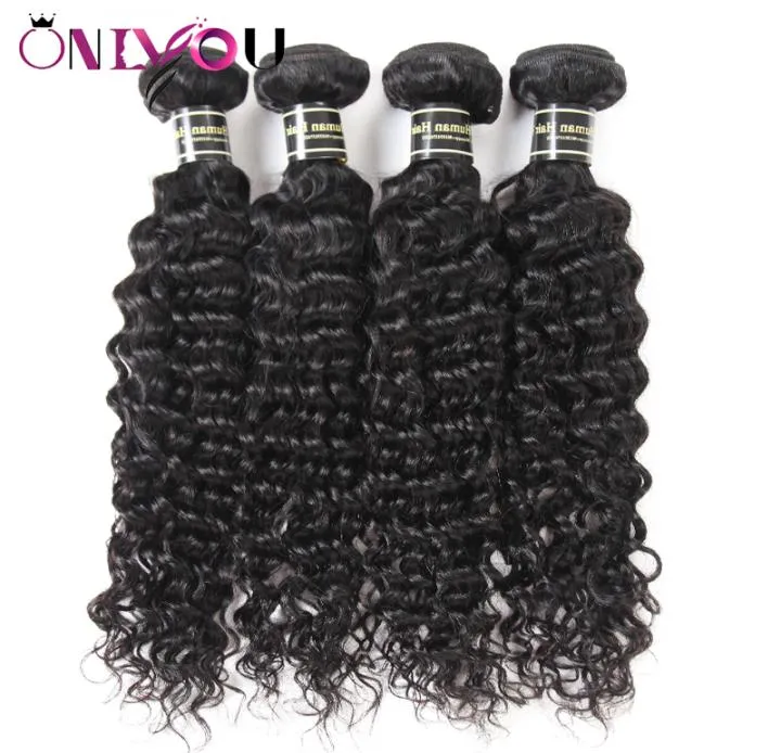 Onlyou Hair Products 4 Bundles Brésiliens Vague Profonde Vierge Extensions de Cheveux Humains Brut Indien Remy Cheveux Tisse Faisceaux Vague Profonde Fact4127544