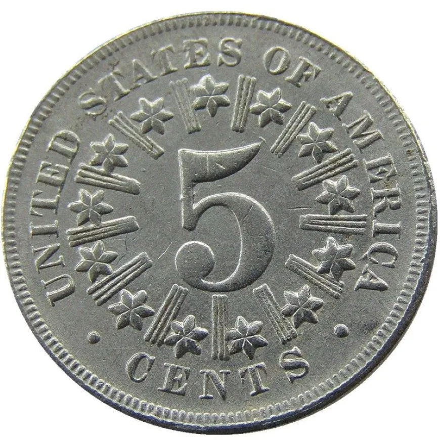 Escudo de EE. UU. 1866 con rayos, cinco centavos, copia de monedas de níquel cCraft, promoción de fábrica, bonitos accesorios para el hogar 2737