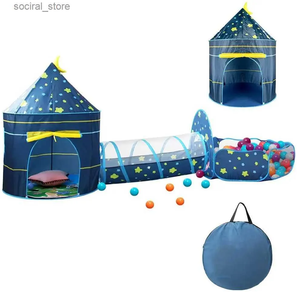 Toy Tents 3 in 1 Children Toy Tent Play House Ball Pool Portable Children Tipi Tents Tunnel Ball Pit Pool Tent Kids Removable Tent Gifts L240313