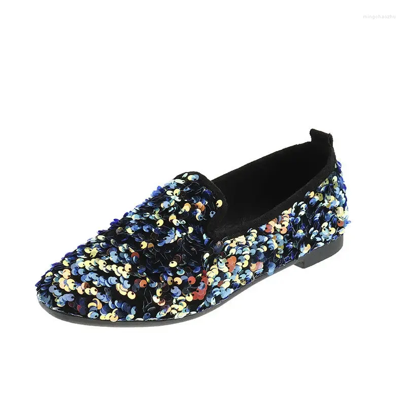 Mocassins légers à paillettes pour femmes, chaussures décontractées, à la mode, assorties avec tout, plates et Sexy, printemps et été