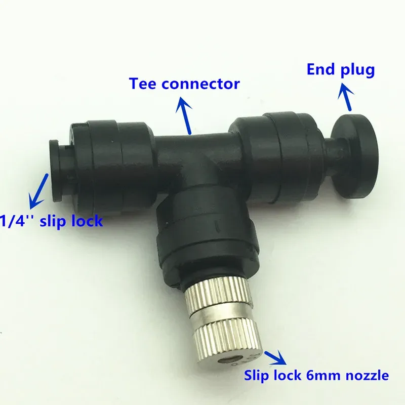 Pulverizadores S266 100pcs Bocal de névoa de neblina com interface de 6 mm Bico de nebulização de spray de baixa pressão ajustável para jardim Bloqueio deslizante Bocal de névoa de 6 mm