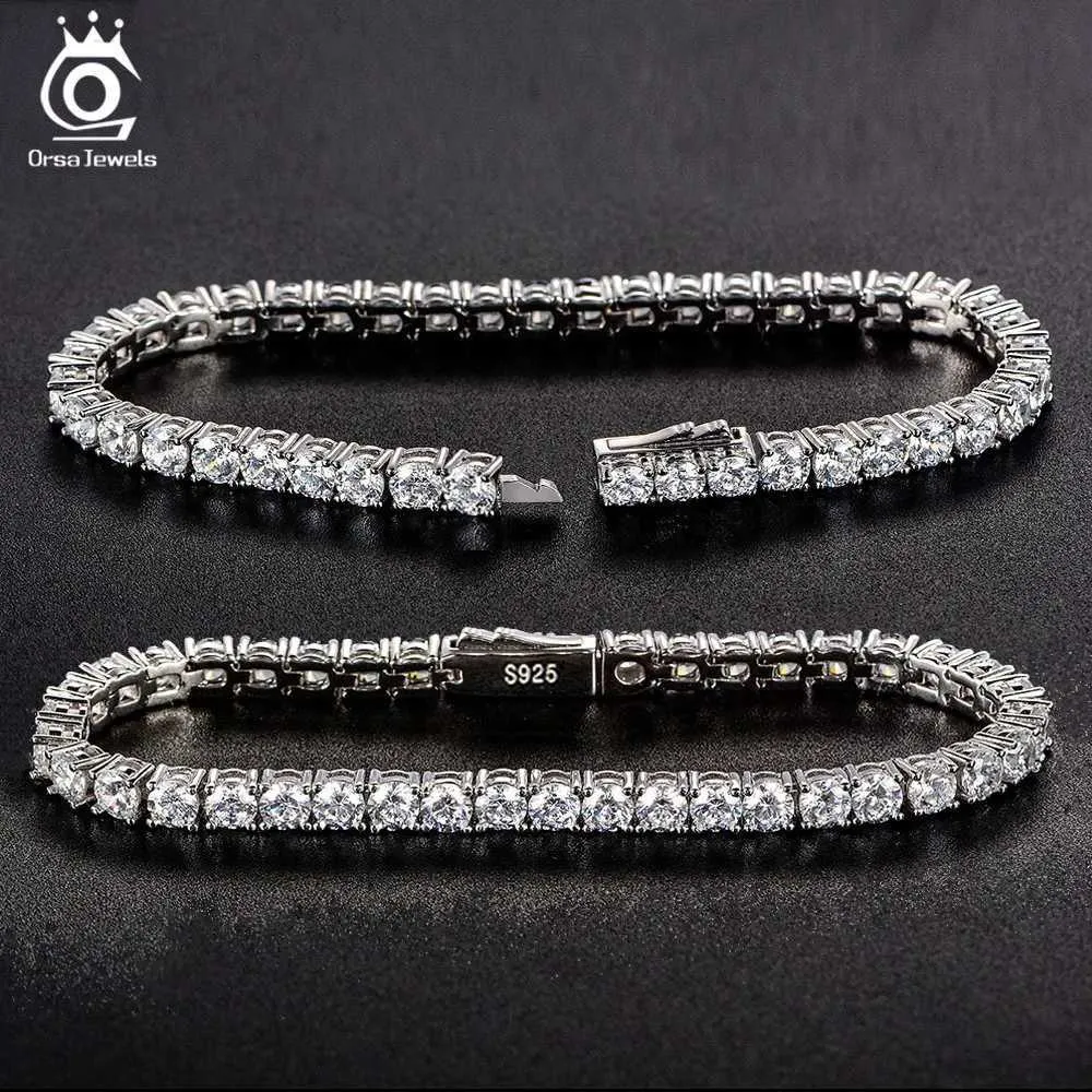 Hangerkettingen ORSA JEWELS Authentieke 925 sterling zilveren tenniskettingarmband Vormproces Hanmade High-end handketting voor man vrouw SB128 L24313