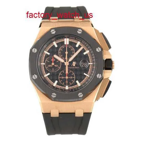 AP Elegance Watch Leisure Watch Royal Oak Offshore Serisi 26401ro Gül Altın Üç Gözler Zamanlama Kauçuk Band Mins Moda Boş Zaman İş Sporları Makine İzle