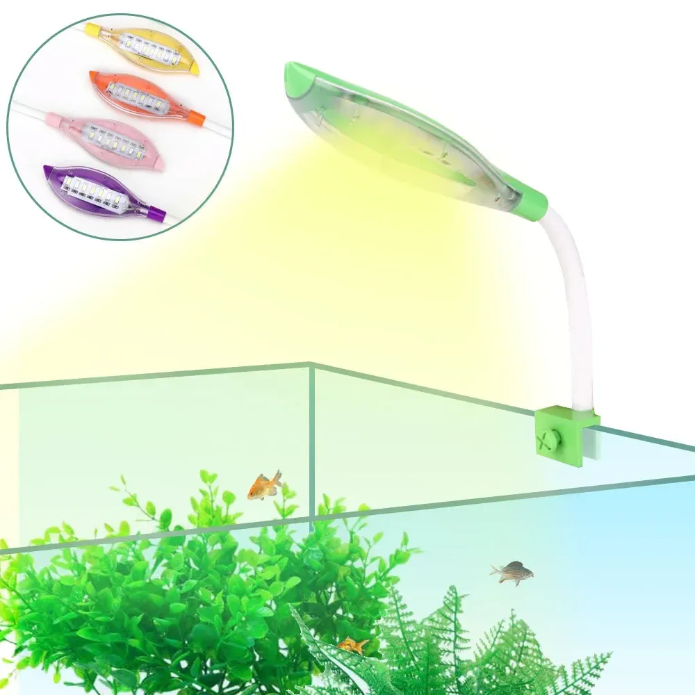 Lysningar Slim LED Aquarium Lights Aquarium Lamp Magnetic Fixing Light Clip USB 360degrees Rotatable 3W Plant Grow for Fish Tank Lighting