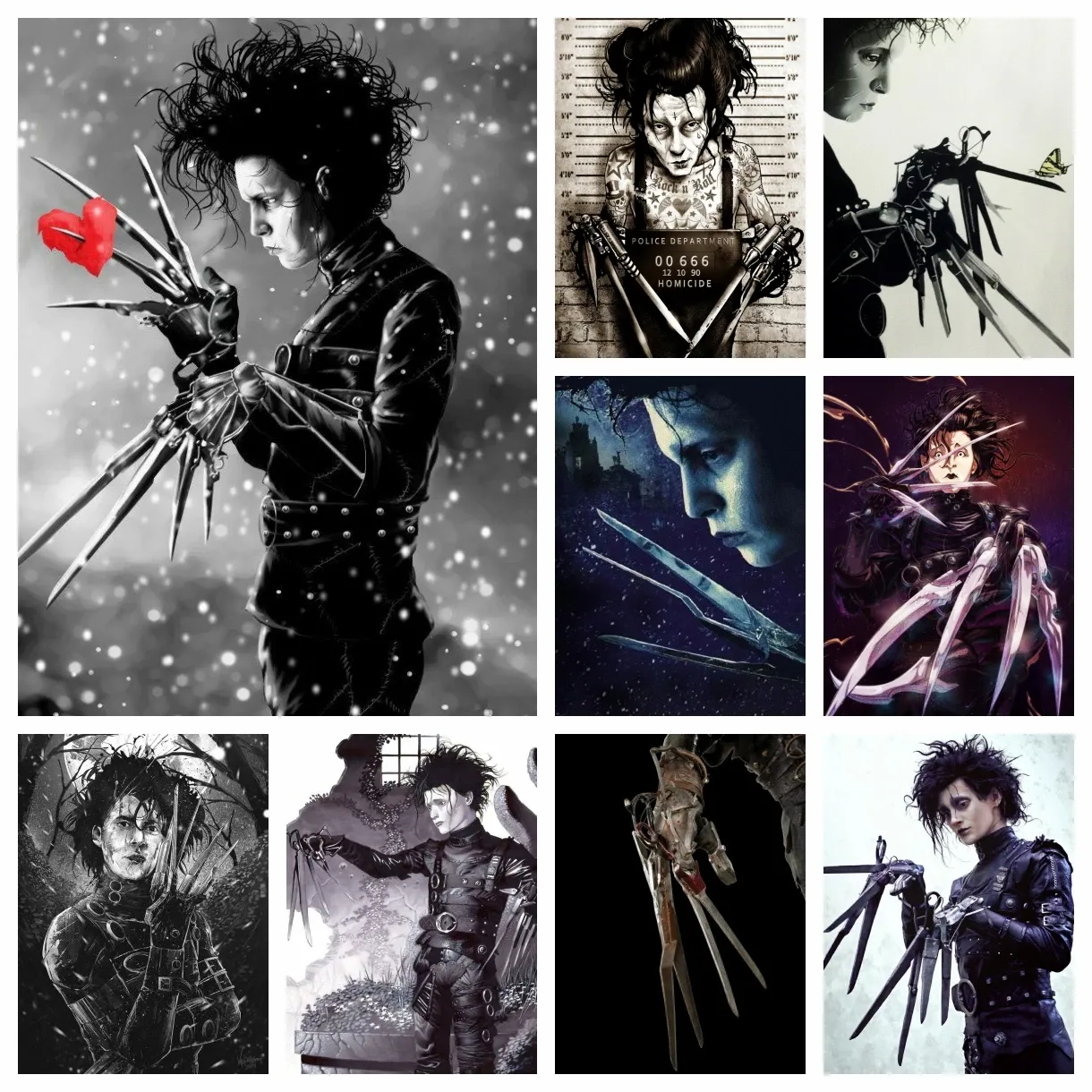 Stitch Edward Scissorhands Movie Diamond Måleri Film skådespelare Johnny Depp Cross Stitch Brodery Picture Mosaic Living Room Home Decor