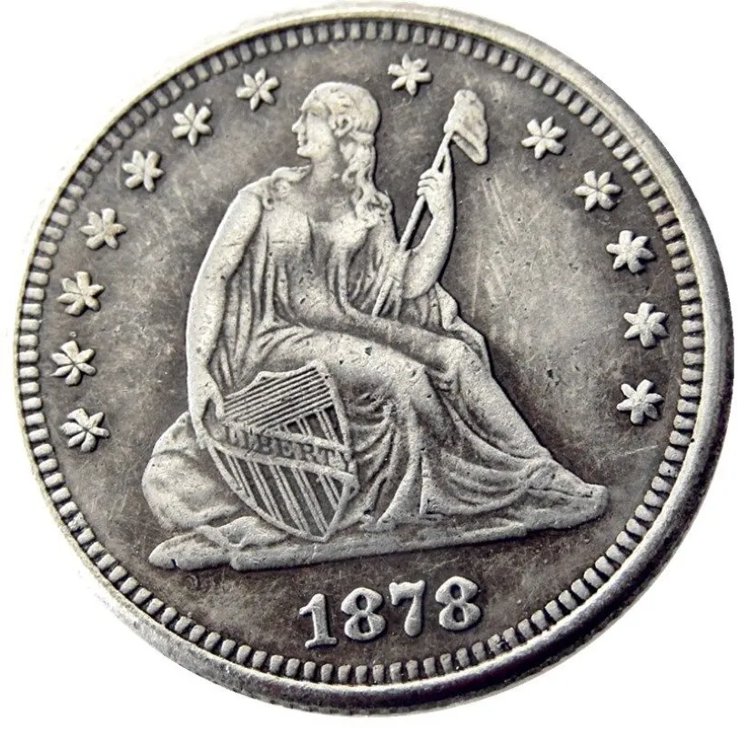 미국 동전 미국 1878-P-S-CC 좌석 자유 자유 Quater Dollar Craft Silver Plated Copy Coin Brass Ornaments 홈 장식 액세서리 241e