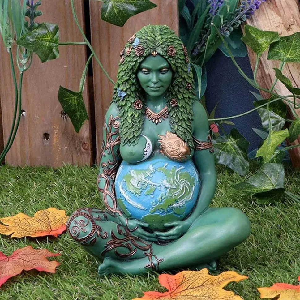 Statue de déesse maman, Figurine d'art tridimensionnelle Ghia, terre mère, Sculpture en résine, décoration de jardin, 2021, 221b