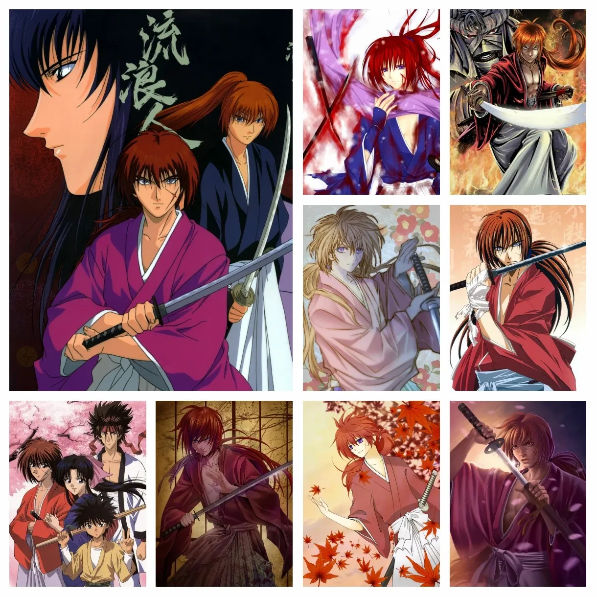 Stitch 5d bricolage anime rurouni kenshin diamant broderie art peinture de dessin animé japonais croix de croix complet mosaïque mosaïque à la main décoration intérieure