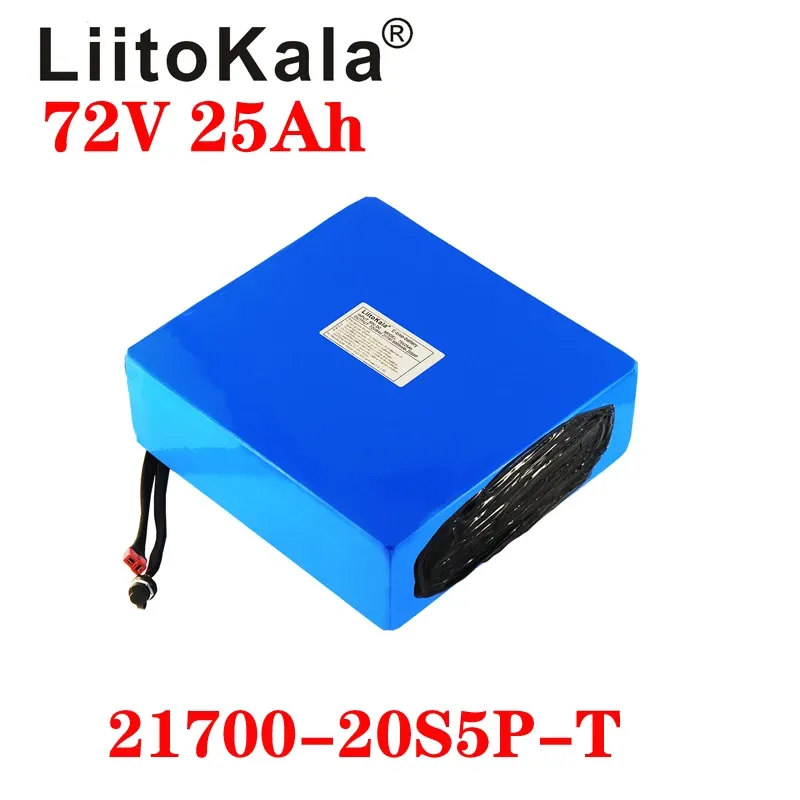 Liitokala 72V 20ah 21700 Lithium Battery Pack 20S4P 84V دراجة نارية دراجة نارية كهربائية BMS عالية الطاقة + 5A شاحن