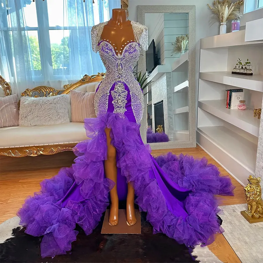 Purple Tassel lesar Prom Dresses