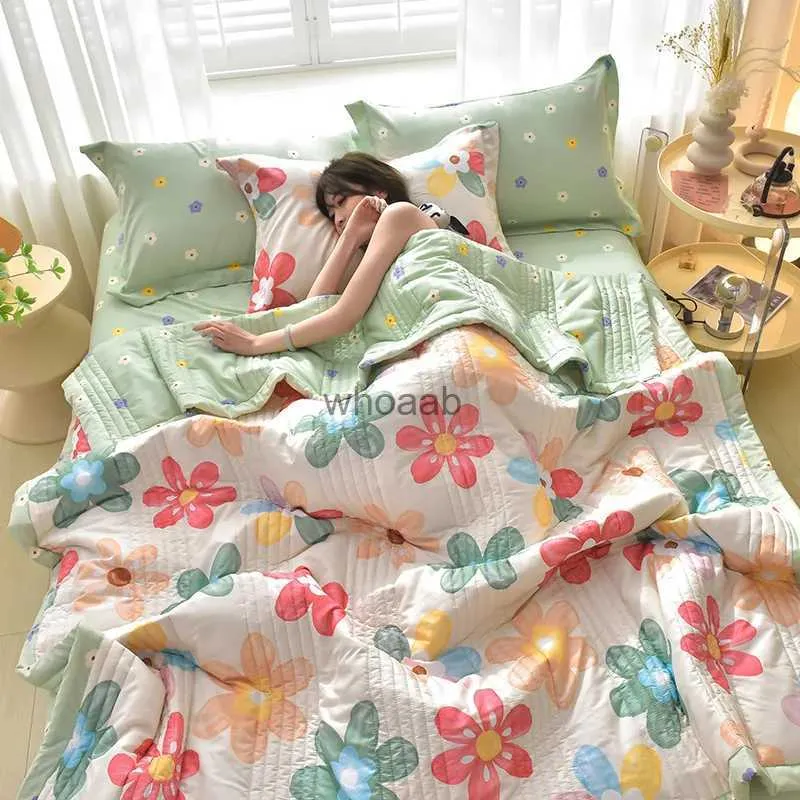 Ensembles de couettes Couettes d'été de haute qualité Quilting lavage mécanique simple Double couverture lit couette douce pour la peau adultes couette pour enfants YQ240313