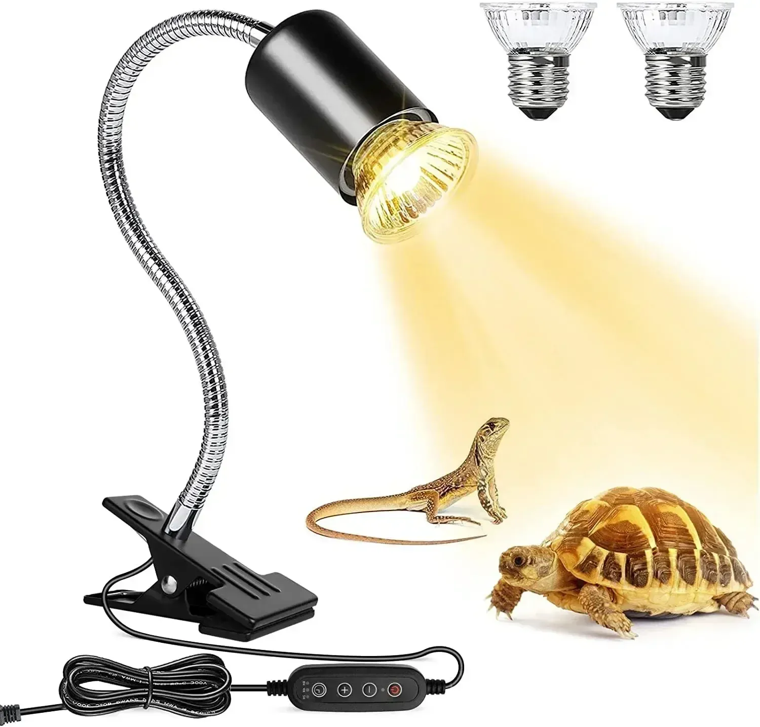 Iluminações 50W lâmpada halógena incluída lâmpada de calor para répteis ajustável gooseneck tanque de aquário lâmpadas de aquecimento para tartaruga lagarto cobra terrário