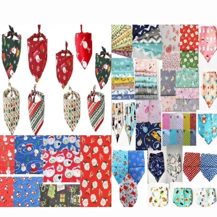 Hela 800 st Lot 2021 Julsemester Dog Apparel Puppy Pet Bandanas Collar Scarf Bow Tie Cotton Most Fashionable LS092 Mixe266a