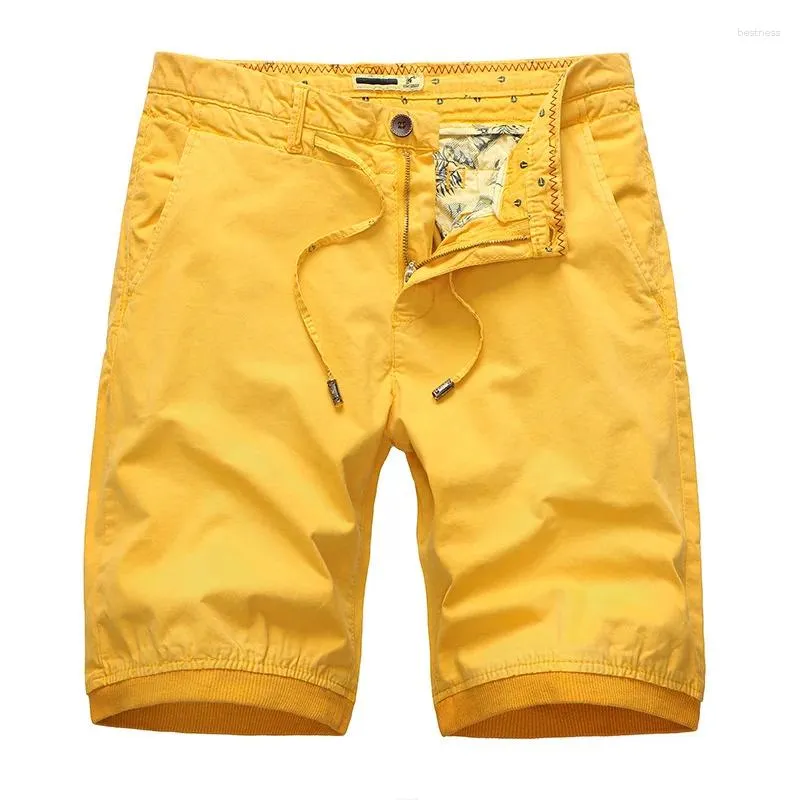 Shorts masculinos 6 cores verão carga curta homens casuais algodão cor sólida meados de cintura na altura do joelho mens cordão esporte ao ar livre homme