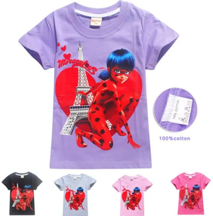 100 Baumwolle Neue Sommer T-shirts für Kinder Jungen Mädchen Marke T Shirts childen Cartoon 3D Gedruckt Lady Bug T-shirt kinder Kleidung3912869