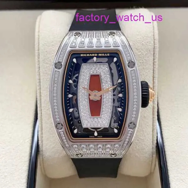 Zegarek żeński RM Watch Watch RM07-01 Seria kobiet 18K Platinum Black Ceramic Oryginalny Diamond Red Black Lip RM0701 Automatyczne kobiety