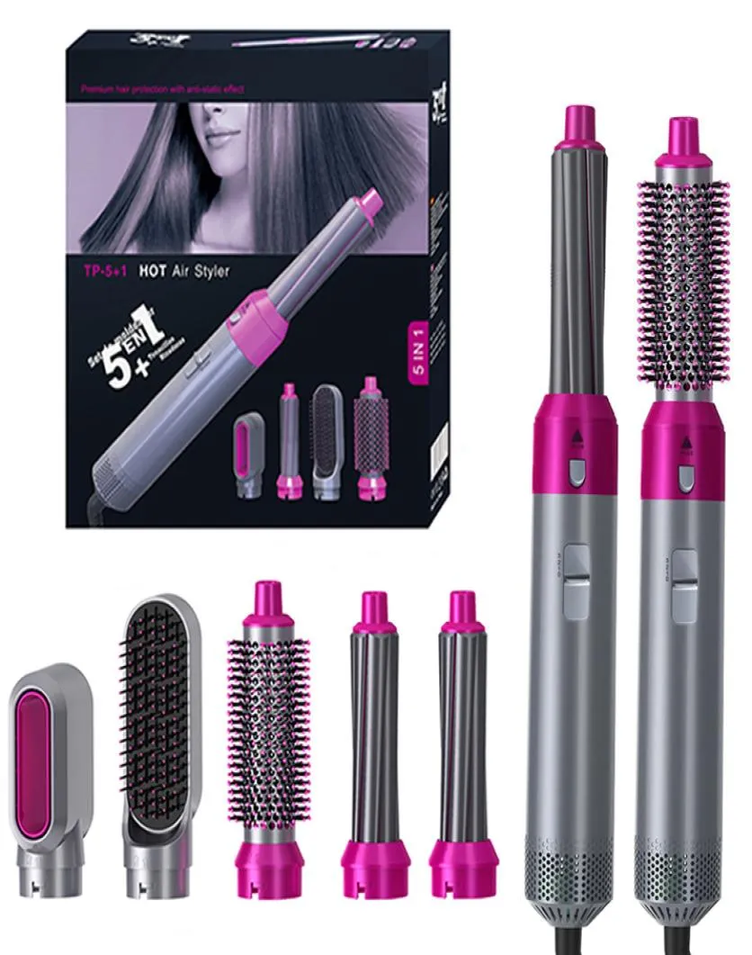 Sèche-cheveux professionnel 5 en 1 multifonctionnel bigoudi peigne Air Styler bigoudi lissage fer à friser brosse de coiffure Too9139942