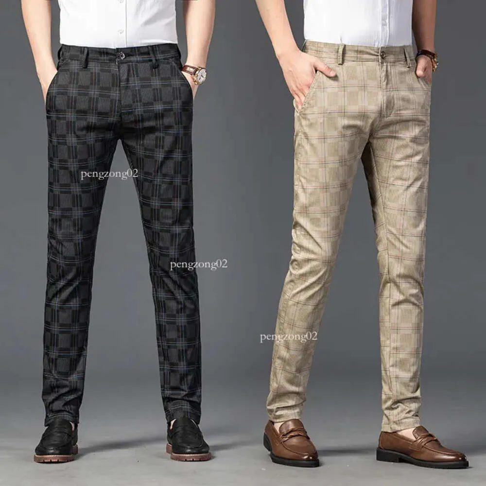 Mode streetwear herenkleding 7 kleur heren rechte slanke casual broek broek trend zwarte geruite broek heren 50