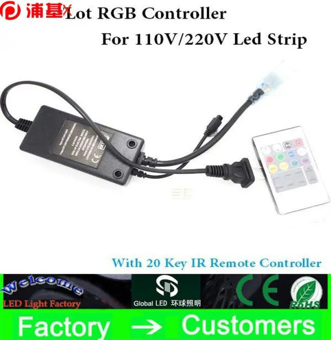 2PcsLot Praktische 20key Infrarot RGB hohe spannung IR fernbedienung für 220V 110V 35285050 RGB LED streifen licht7303904