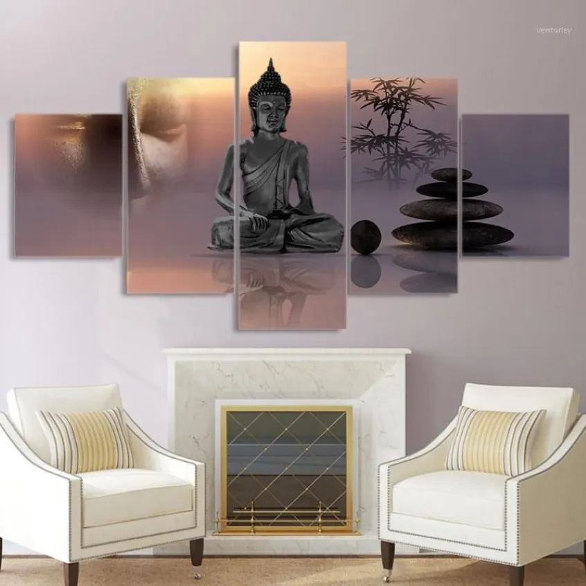 Zen Buddha Canvas Art: 5 Panel Modern HD Prints, Serene Wall Decor for ...