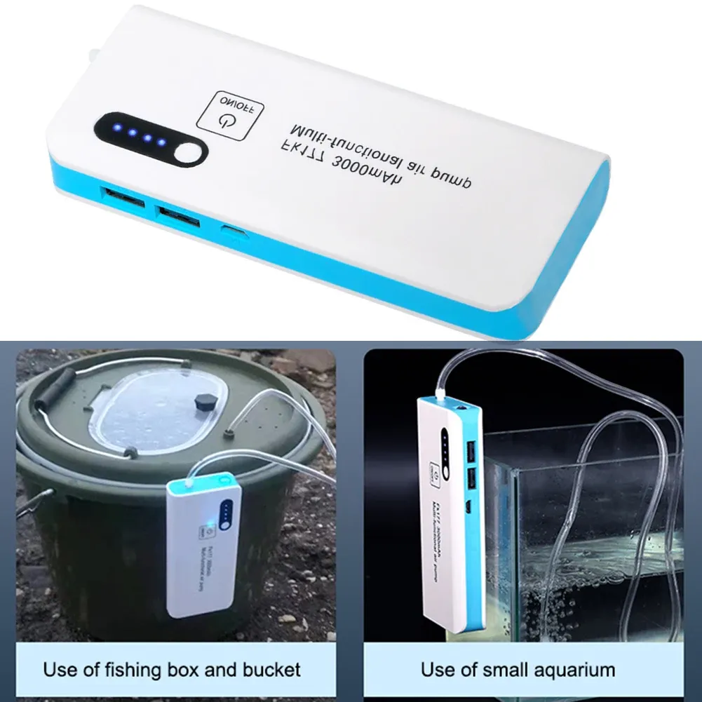 Accessories 3000mAh Aquarium Oxygen Air Pump Car Oxygenated Fishing Aerator with Flashlight Outdoor Fishing Aerator Tools with Flashlight