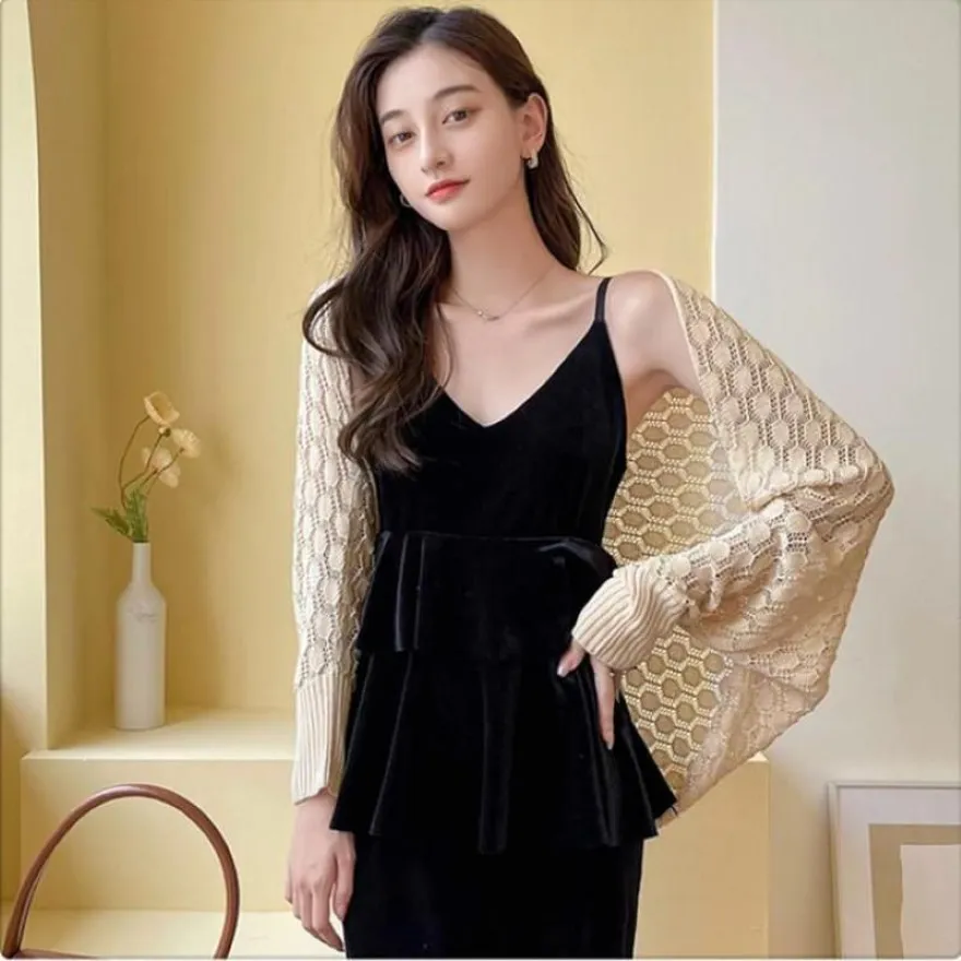 Écharpes Mode Femmes Sexy Cardigan Couverture Chandails Écharpe Tricotée Avec Manches Châles Longue Wrap Lâche Surdimensionné 246P