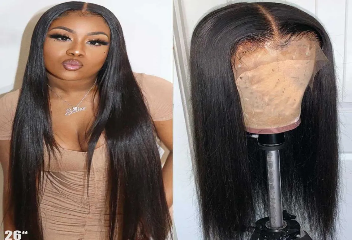 Glueless Human Hair Wigs Spets Front Prepluck 13x4 Spets Frontal Wig Straight Spets Front Wig 180 Density Remy Brazilian Wig2727959