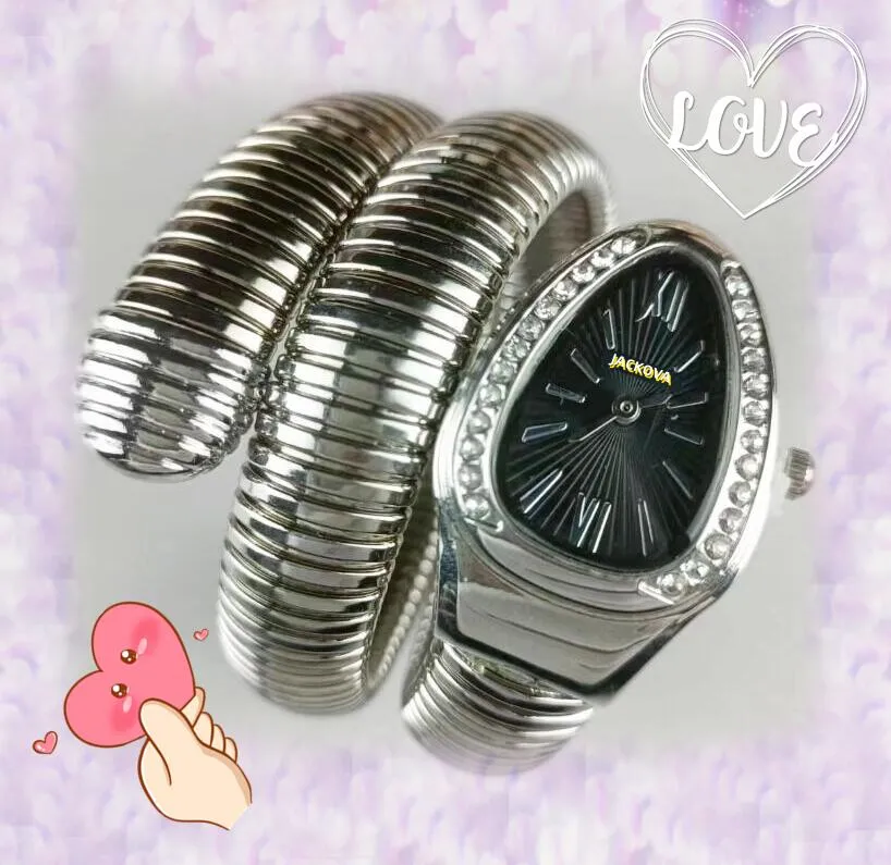 Gute Qualität Damen Diamanten Ringuhren Modestil Kleideruhr Lady Bee Snake Japan Quarzwerk Edelstahlarmband einfache ovale Form Armbanduhr Geschenke
