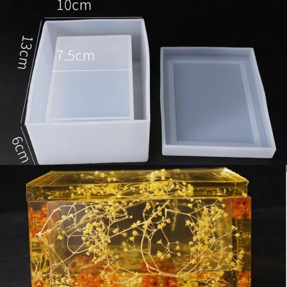 New Transparent Silicone Mould Dried Flower Resin Decorative Craft DIY Storage tissue box Mold epoxy molds for jewelry Q1106245O