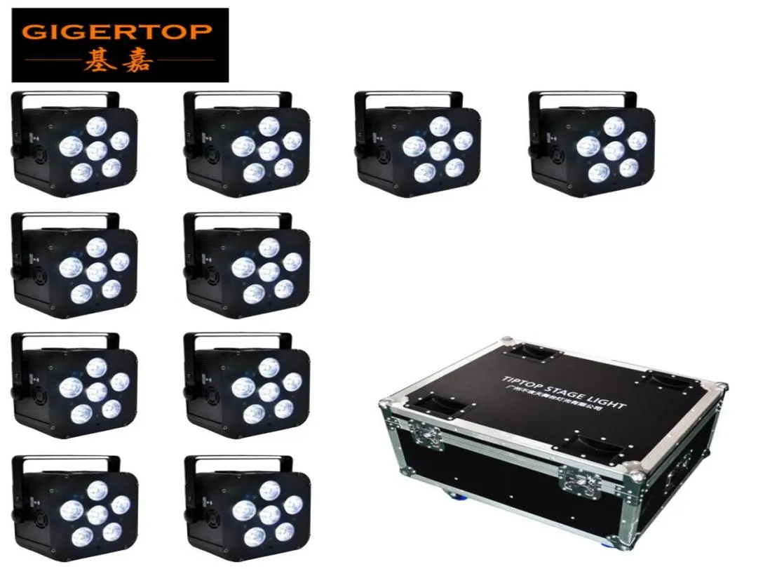 10IN1 Ricarica Flightcase Pack Alimentato a batteria Wireless DMX512 LED Par Light 6x18w tyanshine dom Slim9274108