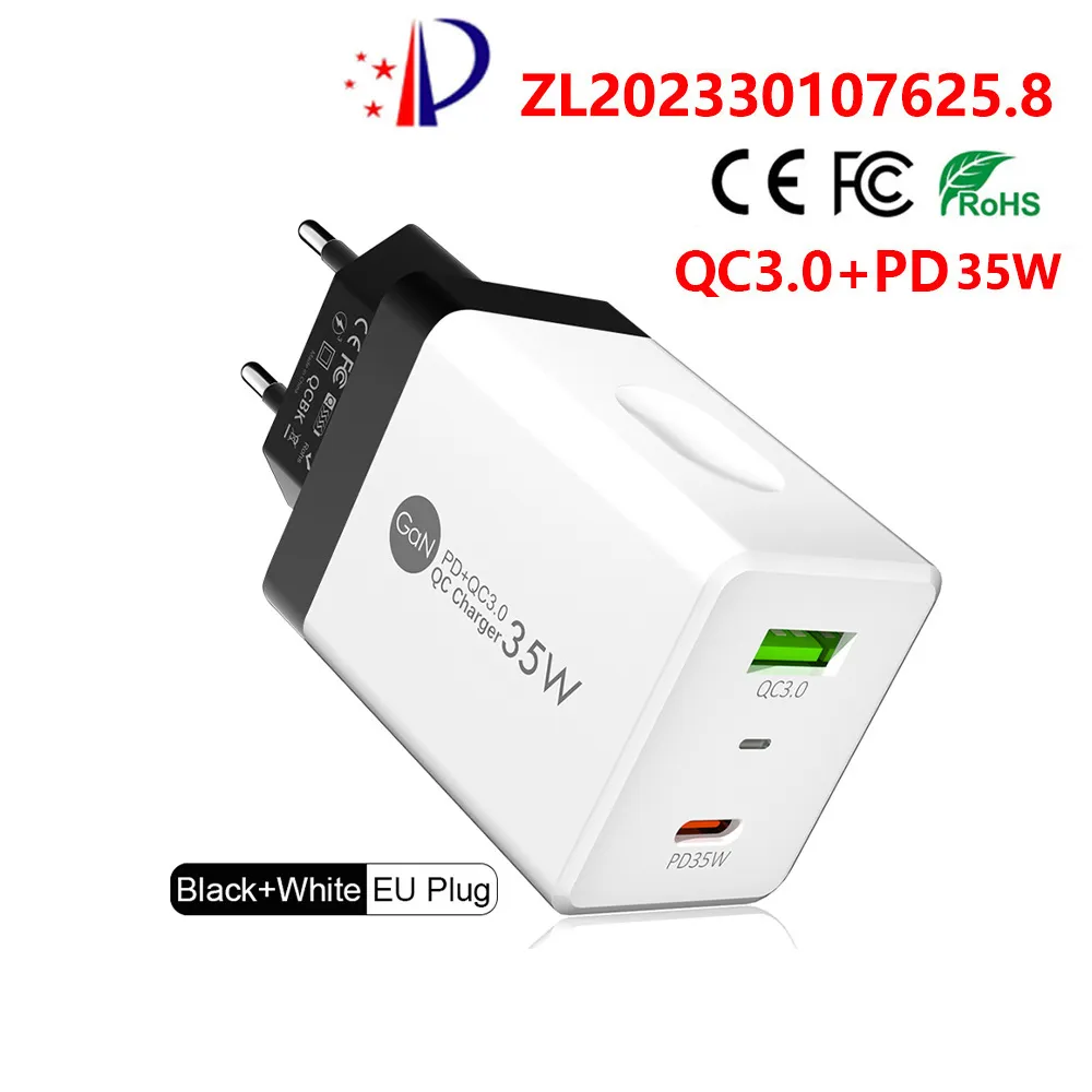 GaN – chargeur USB C PD 35W Type C, Charge ultra rapide, adaptateur mural pour téléphone portable, IPhone 15 Pro, Xiaomi 14, Samsung S23