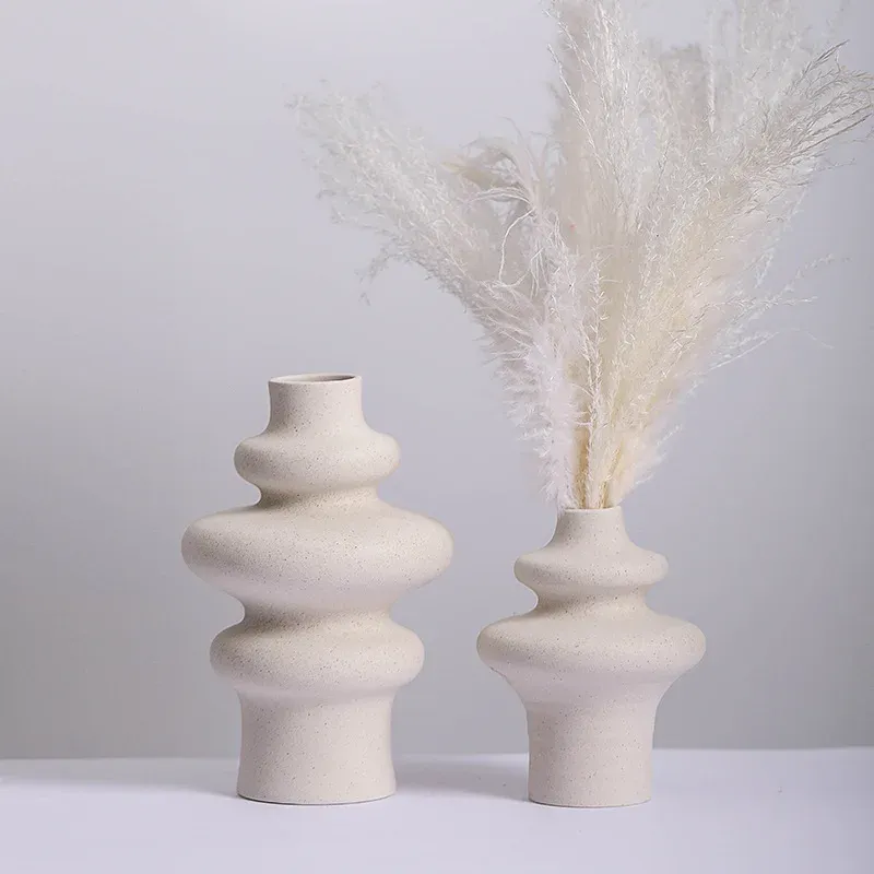 VASES VASES CERAMIC VASE HOME DECOR NORDIC ROOM DECORモダンな結婚式の装飾アクセサリーデスクトップアート装飾ドロップシッピング