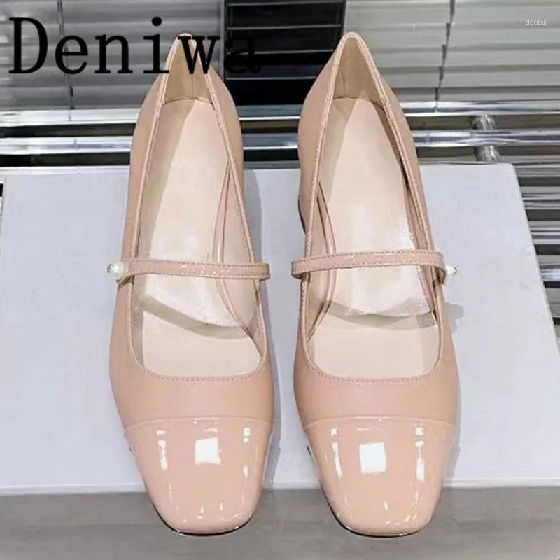 Scarpe eleganti Rosa Dolce Donna Mary Janes Runway Designer Pelle verniciata Tacco grosso Caviglia con cinturino Stile adorabile Alta per