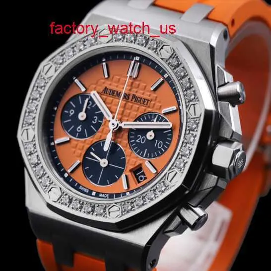 L'ultimo orologio AP con calendario orologio 26231ST calibro meccanico automatico automatico in acciaio con diamanti originale con un diametro di 37 mm orologio con quadrante panda arancione