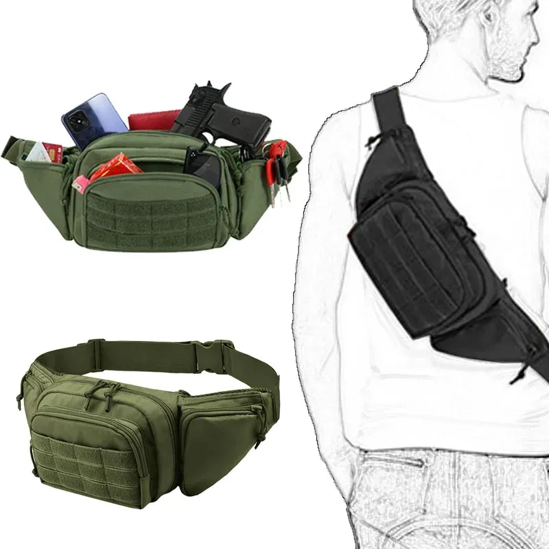 Väskor Taktisk pistolväska Militär axelväska Hunting Gun Holster Mag Pouch Dolda pistolhållare Fodral för Handgun Airsoft midjepaket