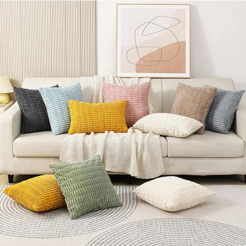 Housse de coussin style Boho, taie d'oreiller à fermeture éclair cachée, ensemble à rayures douces, pour la maison, décoration de canapé, ferme moderne