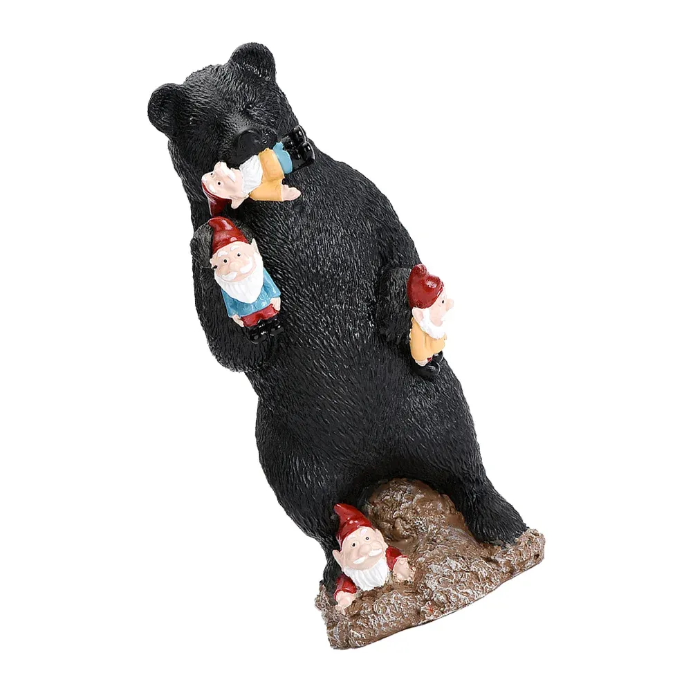 Skulpturer Juldekorationer Black Bear Spirit Ornament Figurine Outdoor Eating Gnome Figure Garden Lawn Gnomes