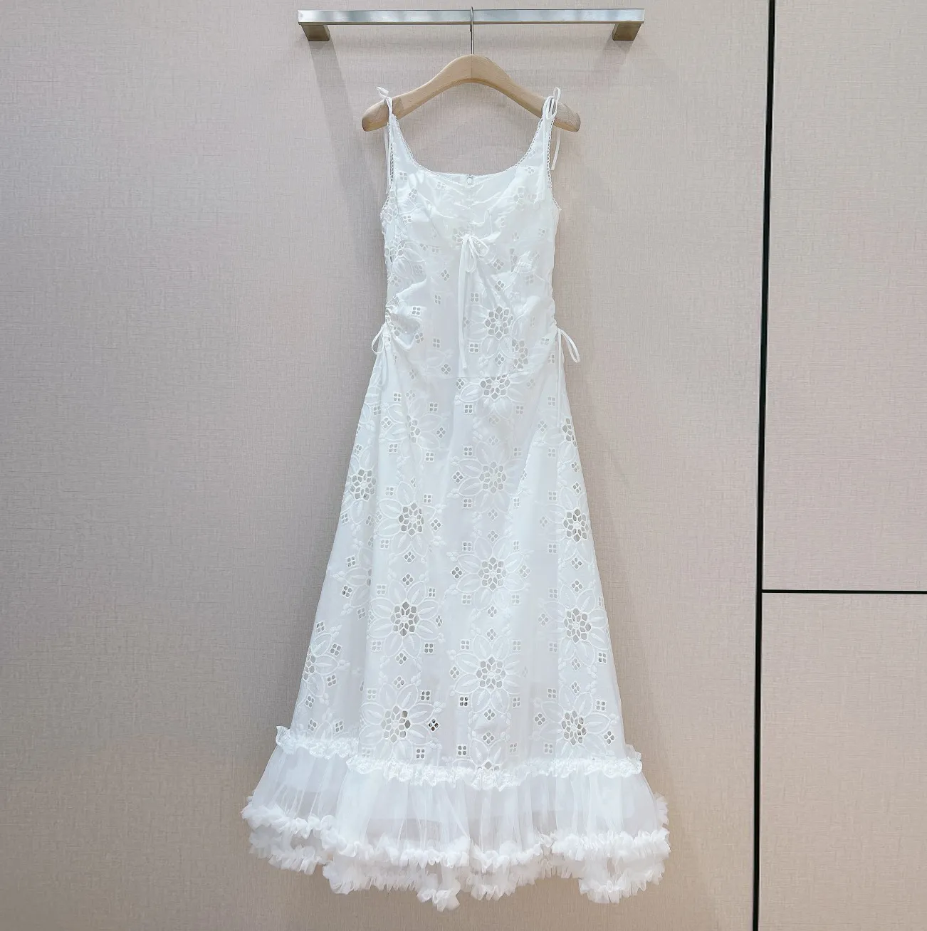 knee length dresses for ladies White Cotton Lace Slip Dress main image 0