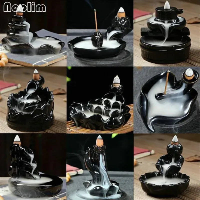 Burners Ceramic Small Mountain Waterfall Backflow Incense Burner Home Office Teahouse Decor Aromatherapy Incense Stick Holder Censer