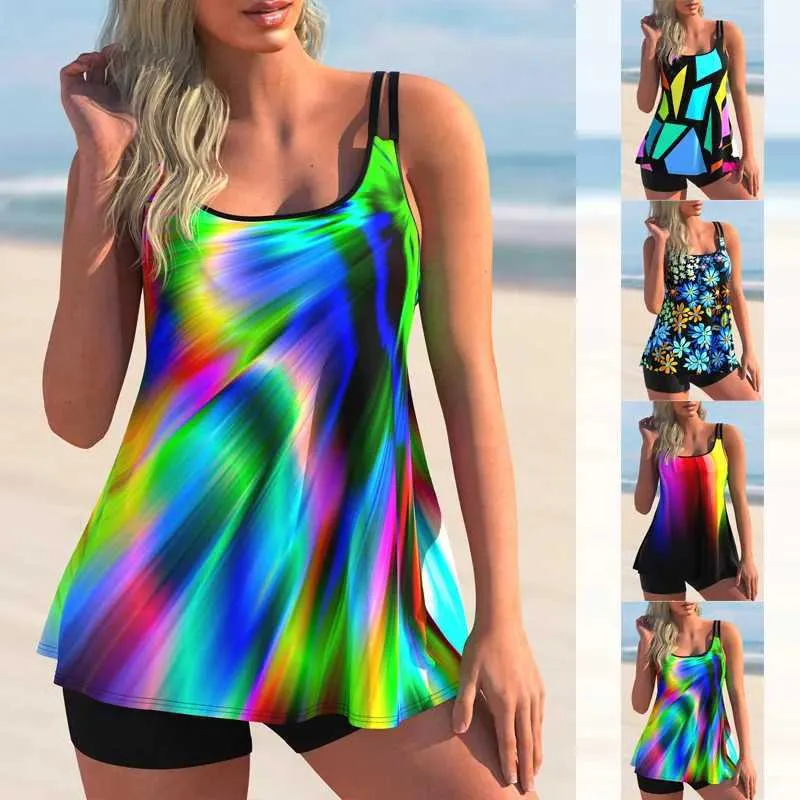 Swim wear Womens Swimsuit Sleeveless Bikini Two Piece Sexy Christmas S-6XL Beach Set With Colorful Curve aquatic sports 240311