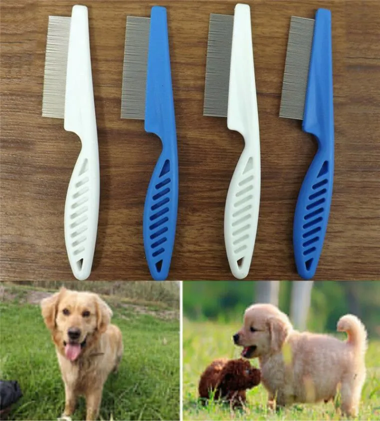 Chat chien outils de beauté tête de Nit en métal cheveux peigne à poux pour animaux de compagnie à dents fines poignée de puces fournitures pour animaux de compagnie 9707853
