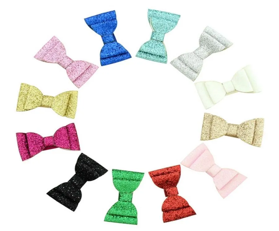 12 couleurs Shinny Bling petit nœud papillon Double couche avec pinces à cheveux de sécurité entièrement enveloppées accessoires de cheveux pour enfants épingles à cheveux 8665339010