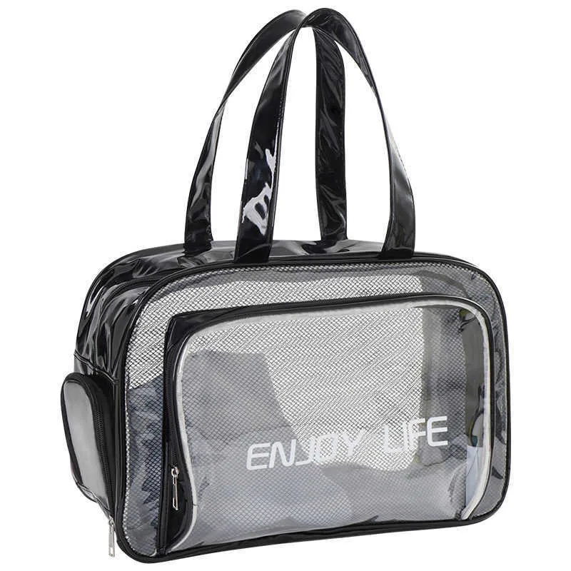 New Pvc Dry Wet Separation Wash Bag Makeup Bag Large Capacity Portable Travel Storage Bag Waterproof Beach Bag 240215